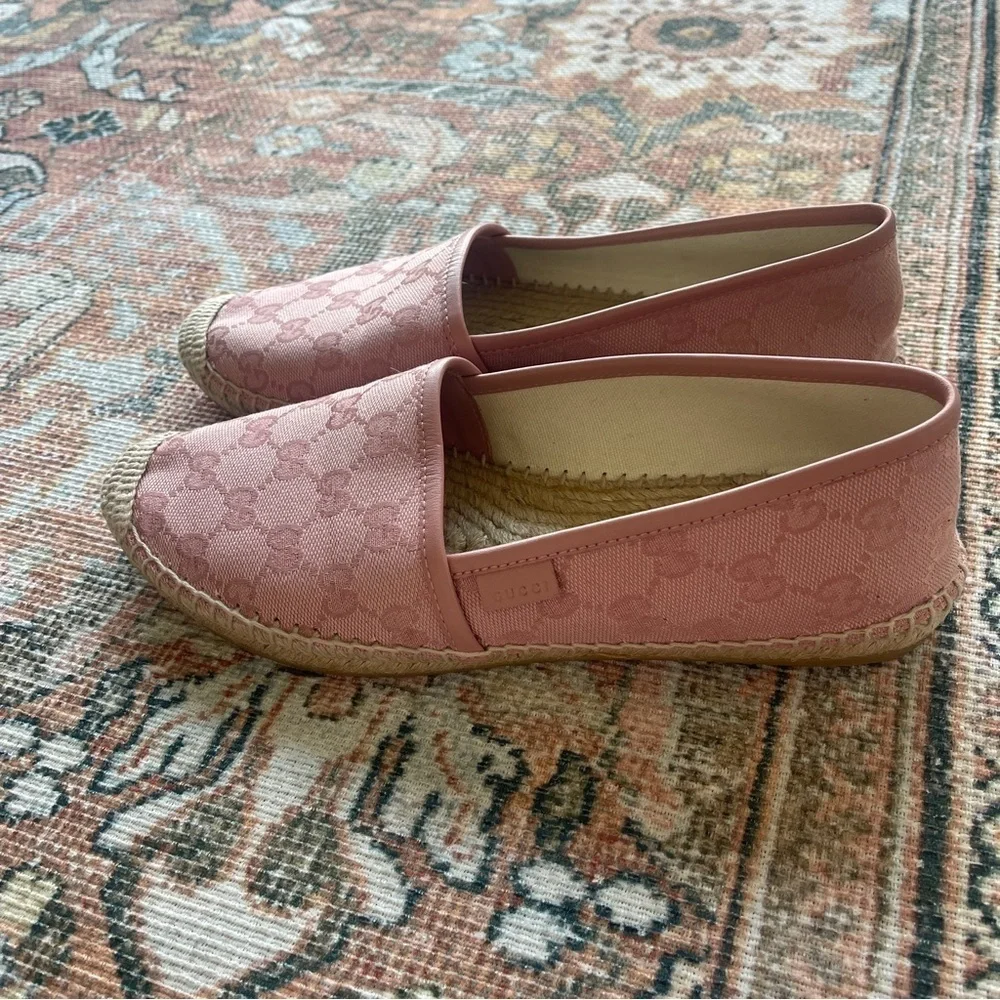 Gucci Pink‎ GG Logo Canvas Espadrilles